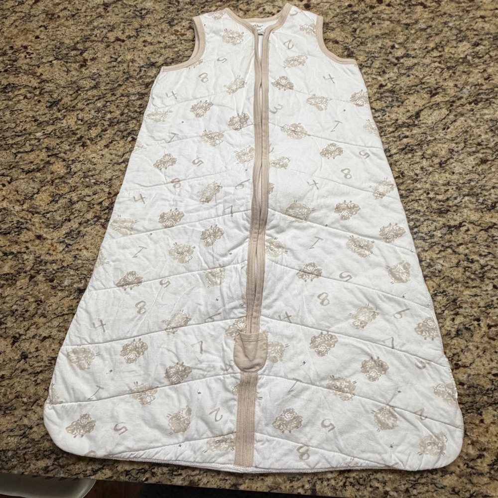 Burt's Bees Baby Beekeeper Sleep Sack XL 18-24M Quilted Cotton Sheep Print White